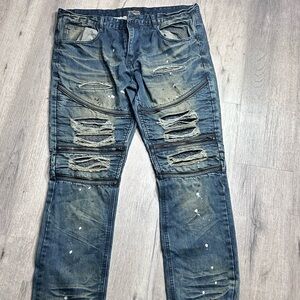 Smoke Rise 40X34 Superior Standard Denim Mens Distressed Zip Detail USA MADE